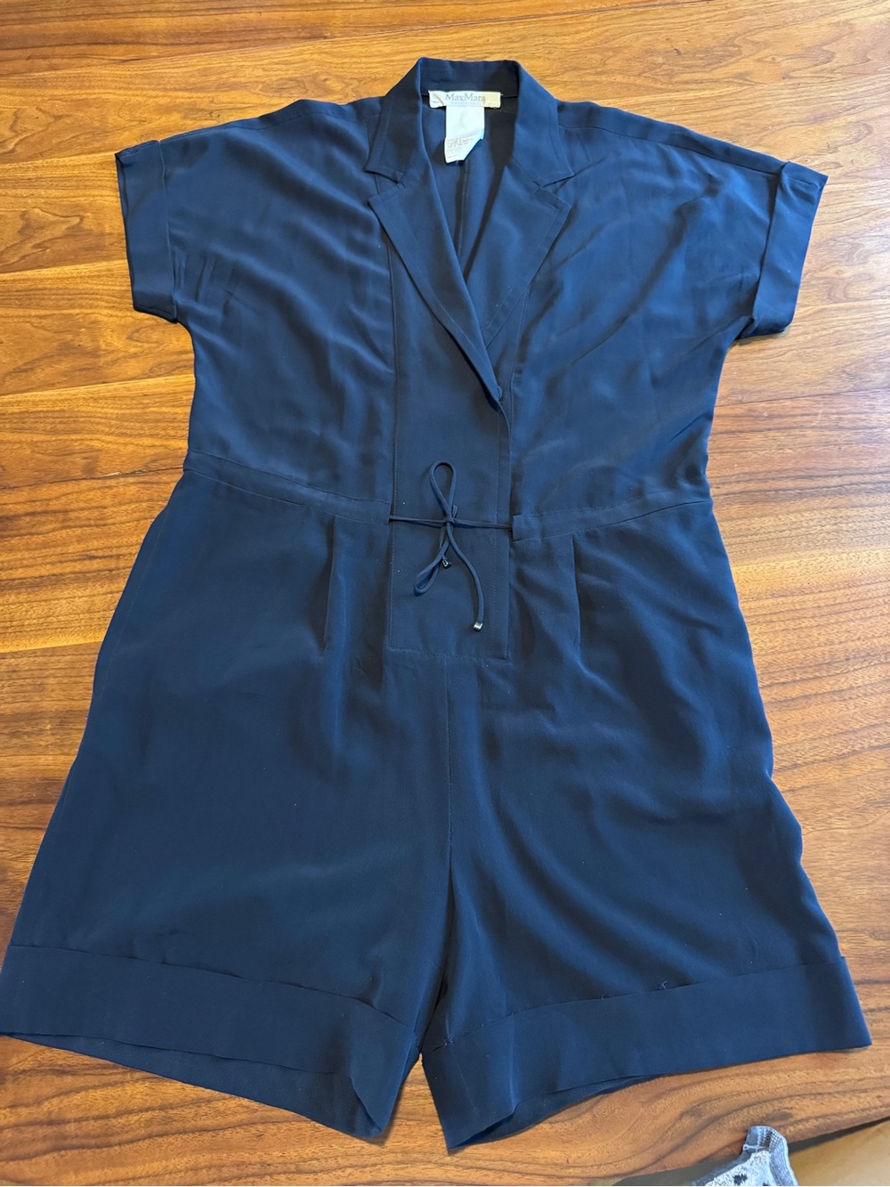 Max Mara Navy Silk Romper Playsuit Great Condition Sz 2
